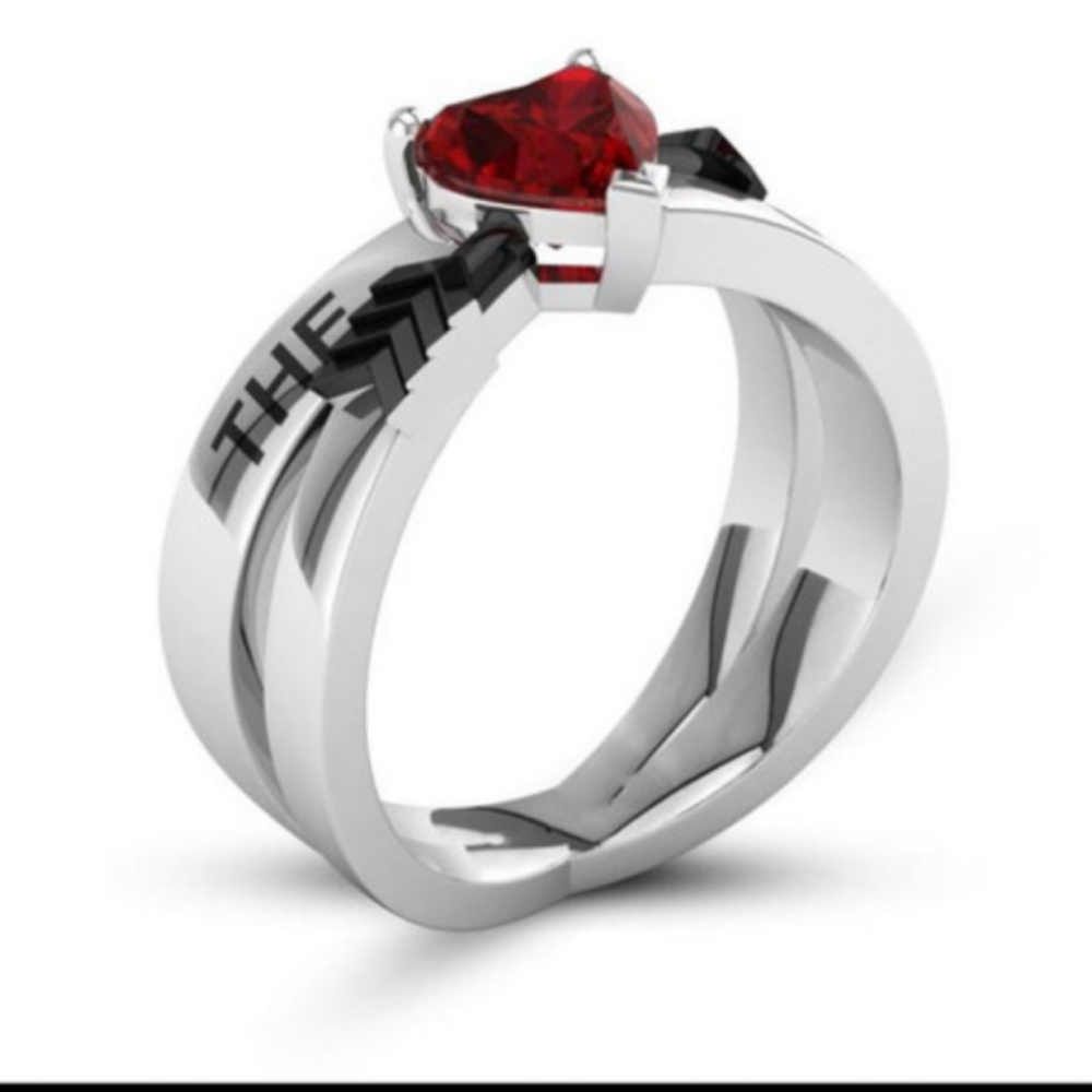 925 Sterling Silver  Ring The One Black Arrow Red